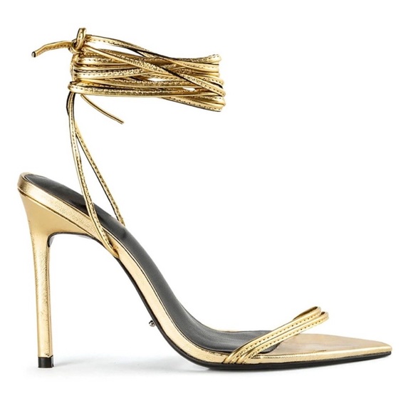 TONY BIANCO MILLIE GOLD FOIL HEELS SIZE 8 - Picture 4 of 11